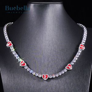 Gran oferta 925 Plata 14K chapado en oro blanco 5mm moissanita diamante tenis cadena hombres Corazón Roto tenis moissanita collares - Product Image 2