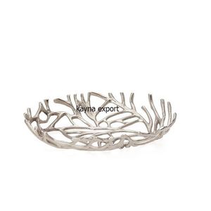 Design corail luxe aluminium métal artisanat vente en gros centre de table bol décoratif plaqué argent - Product Image 4