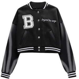 Fabricant OEM Vestes d'université en cuir brodées de haute qualité pour femmes Logo personnalisé Baseball Letterman Varsity Jackets - Product Image 1