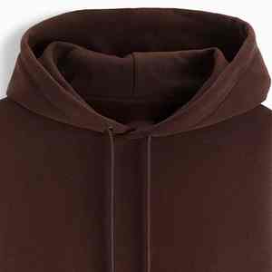 Sudaderas con capucha de gran tamaño con estampado de algodón 100% personalizado para hombre, Sudadera con capucha marrón en blanco con logotipo personalizado y hombros caídos para hombre - Product Image 6