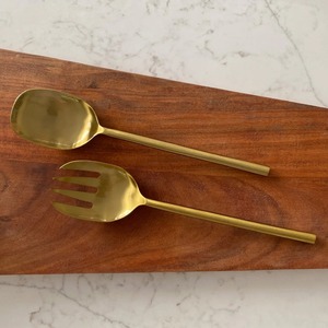 Ensemble de service à salade en laiton de luxe Ustensile de service de salle à manger classique Pièce de vaisselle chic - Product Image 6