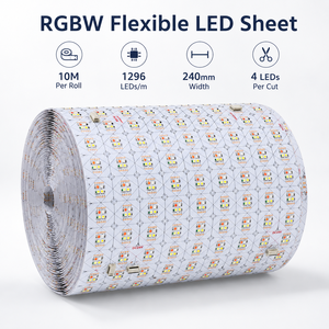 Feuille LED CE/ROHS RGBW 24V 1296 LED découpable 4 LED/section RA>80 Panneau LED flexible pour rétroéclairage de marbre et pierre Garantie 5 ans - Product Image 1