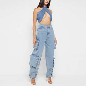 กางเกงคาร์โก้เอวสูงสไตล์ Y2K แฟชั่น OEM สำหรับผู้หญิง กางเกงยีนส์ผู้หญิง - Product Image 5