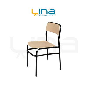 Chaise de salle à manger scolaire robuste avec assise et dossier en Werzalit et structure métallique - Product Image 3