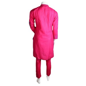 Traje de Algodón de 2 Piezas Bordado para Mujer - Rosa - Product Image 3