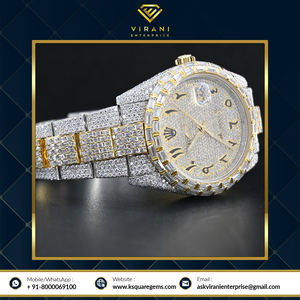 Suministro directo de fábrica de reloj de diamante helado de bajo precio Pantalla analógica de acero inoxidable Moissanite VVS Clarity Nuevo estilo de moda - Product Image 3