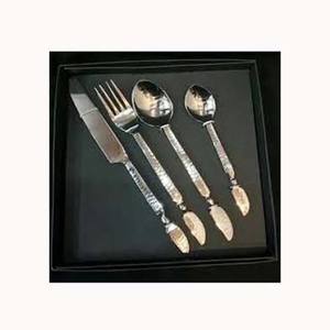 Argent Royal de luxe poli avec manche épais torsadé en acier inoxydable couverts argenterie ensemble cuillère et fourchette - Product Image 1