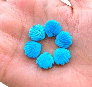 Cuentas con forma de concha de turquesa Howlite, piedra preciosa turquesa para hacer joyas, regalo de piedras preciosas para ella - Product Image 3