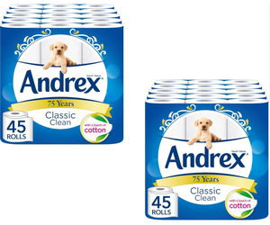 Cheap Price Wholesale Andrex Gentle Clean Perfect Pull <b>Toilet</b> Tissue Easy Tear Perforations 20 Larger <b>Rolls</b> Buy Now - Product Image 1
