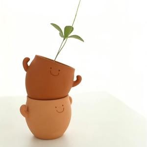 Leuke kleurveranderende keramische plantenbak met smiley-design - kleine cartoon bloempot voor huisdecoratie - Product Image 4
