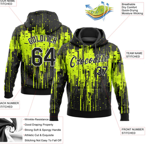 Sweat-shirt à capuche personnalisé avec sublimation éclaboussée, sweat-shirt à capuche personnalisé, noir, jaune fluo, logo OEM, vêtements de sport, nouvelle production d'usine - Product Image 3