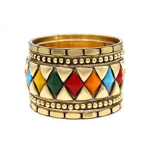 India moda brazaletes resina con brazalete de metal conjunto joyería de moda y accesorios hechos a mano venta directa de fábrica - Product Image 5