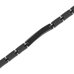 Pulsera clásica de acero negro con placa personalizable de 9x45mm, bonita forma de flor con piedras de diamante de circón para amuleto de tenis - Product Image 1