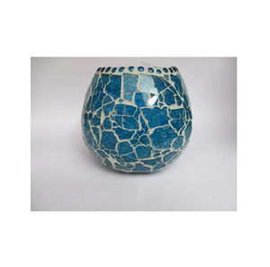 Portavelas de mosaico de vidrio craquelado, soporte de luz de Té Azul, lujoso, suministros votivos a granel de alta calidad - Product Image 5