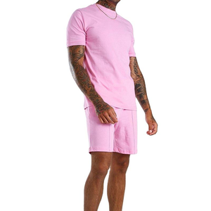 Conjuntos de ropa para hombre, Sudadera de cuello redondo de color liso 2024 y conjunto corto, ropa informal para hombre, conjunto de pantalones cortos para hombre - Product Image 2