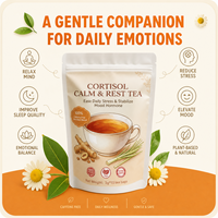 Cortisol Calm Rest Tea Bags Stress Relief Mood Stabilizer Adrenal Support Hormone Balance Caffeine Free Vegan 3g 15ct