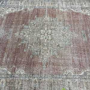 Rug, 6.3x9.2 ft Turkish Rug, <b>Brown</b> Plants & trees Rug <b>Wool</b> - Product Image 5