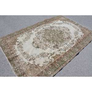 Classique Beige Vert Vintage Tapis Turc 5.3X8.4 pieds Laine Seagrass Latex Support pour La Maison Salon Patchwork pour Les Adolescents - Product Image 4