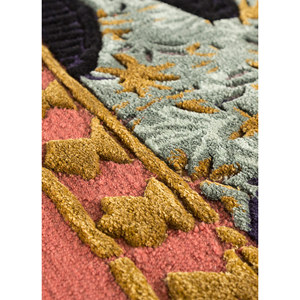 Alfombra de Lana y Viscosa Tejida a Mano en Tonos Rosa y Morado, Estilo Aubusson Floral, Modelo Top-108, para Decoración de Sala de Estar y Pasillo, Jaipur Wunderkammer - Product Image 3