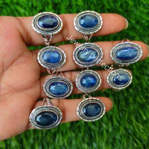 แหวนชุบเงิน kyanite สเตอร์ลิงธรรมชาติเครื่องประดับอัญมณีแฟชั่นทองเหลืองสำหรับงานเลี้ยงของขวัญกันน้ำ - Product Image 3