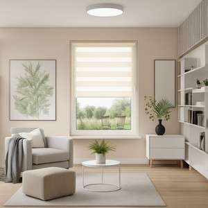 BOJANEK ROLLER ZEBRA Stores verticaux rêveurs jour et nuit en tissu polyester pour la maison et le bureau GRIS GRIN Personnalisable - Product Image 6