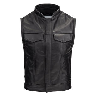Gilet de motard en cuir véritable sans manches pour homme, design unique avec fonction respirante pour la saison hivernale, gilet en cuir respirant - Product Image 4