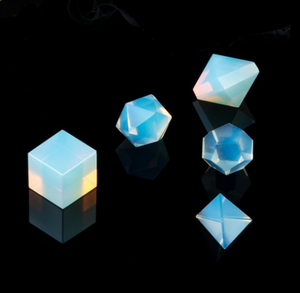 Juego de 5 piezas de geometría de opalita de cristal, piedra natural sagrada tallada para curar sólidos platónicos, formas geométricas únicas - Product Image 3