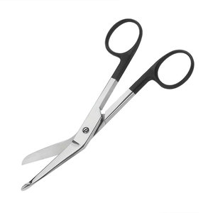 Tijeras de vendaje de acero alemán, hoja curva de 6 pulgadas, mango recubierto de negro, tijeras médicas, tijera quirúrgica de punta fina - Product Image 4