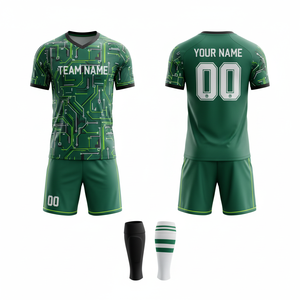Uniforme de Fútbol Unisex Diseño Electric Storm Camiseta y Pantalones Cortos de Fútbol Personalizables 100% Poliéster Transpirable de Secado Rápido - Product Image 2