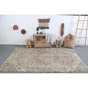 Turkish <b>Rug</b>, 4.9x8.4 ft <b>Vintage</b> <b>Rug</b>, Green Blue Floral Wool <b>Rug</b> - Product Image 3
