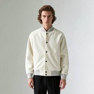 Veste d'université vintage pour hommes Vestes de baseball en cuir PU avec broderie en chenille sur les manches - Product Image 5