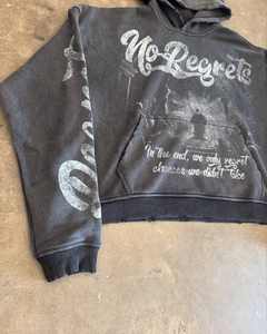 Sweat à capuche surdimensionné pour hommes délavé à l'acide 100% coton avec impression graphique Street Vintage Style Drop Shoulder Pullover Hoodies - Product Image 3