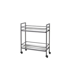 Luxury Metal Two Tier Serving <b>Trolley</b> With Tempered Glass Trays For Sophisticated Beverage Service And Modern Interior Styling - Product Image 1