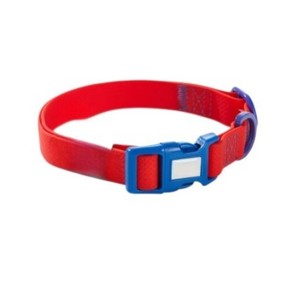 Collier pour chien en nylon rouge avec boucle bleue, réglable, design simple, utilisable toute l'année pour les chiens - Product Image 1