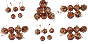 Boules de Noël faites à la main au Cachemire et accessoires de support d'arbre ornements en papier mâché pour décor de fête - Product Image 4