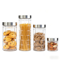 Ensemble de bocaux de conservation en verre hermétiques avec couvercle en acier inoxydable de qualité alimentaire pour pâtes, biscuits, organisation de la cuisine
