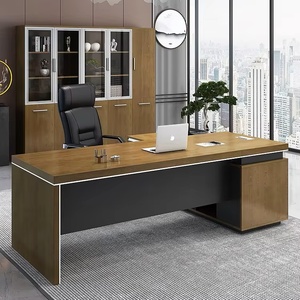 Modern L Shaped Executive <b>Desk</b> Eco Friendly Extendable Wood Panel Home Office Table with Long Storage Cabinet Luxury <b>Computer</b> De - Product Image 2
