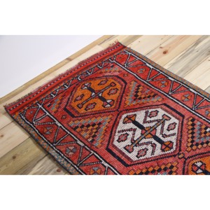 Tapis turc, tapis vintage 2,6x11,4 pieds, tapis en laine géométrique rose orange - Product Image 5