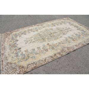 พรมสไตล์ตุรกีวินเทจขน5.9x9.8ft ทอแบบแบนมีลวดลายปะติดสำหรับตกแต่งห้องนั่งเล่นสีน้ำตาลเบจ - Product Image 2