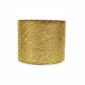 Nastro in Tessuto Scintillante Oro Argento Rosso da 2,7 Metri con Stelle per Decorazioni Natalizie - Product Image 1