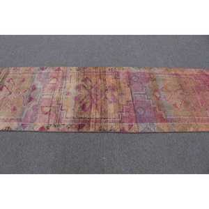 Tapis Herki 2,7 x 9,1 pieds, tapis turc vintage, tapis rayé rouge brun - Product Image 3