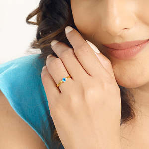 Ocean Drop 18K Gold Plated Stainless Steel <b>Opening</b> <b>Ring</b> Tarnish Free Trendy Simple Jewelry for Anniversary - Product Image 2