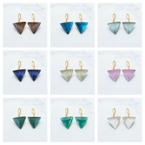 925 argent Triangle forme suisse bleu topaze pierres précieuses boucles d'oreilles-crochet boucles d'oreilles pour femmes-bijoux en gros - Product Image 2