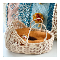 Panier pour poupée en rotin naturel tissé à la main, panier de rangement pour la crèche, panier de décoration pour la maison