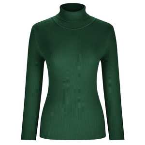 Suéter de punto de cuello alto sólido para mujer de alta calidad La mejor oferta para la temporada de invierno-Tops elásticos transpirables suaves Logotipo personalizado Casual - Product Image 4