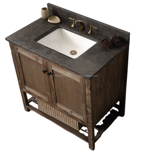 Vintage 36" Dark Brown Single Bathroom Vanity Retro Bathroom <b>Cabinet</b> Vintage Charm Dark Brown Single Bathroom Vanity 36 Inch - Product Image 5