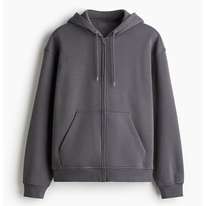 Sweat à capuche zippé unisexe pour homme, coupe ample, épaules tombantes, uni, 100% coton, service OEM, tricoté, respirant, coupe-vent - Product Image 5