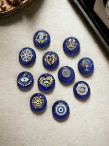 Imán de Cristal con Diseño de Ojo Turco, Forma Redonda, Diseño en Relieve, Tema Moderno de Estambul - Product Image 4