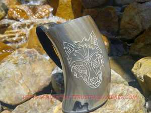 Tazas de cuerno de estilo americano, tazas de cuerno para beber natural Vikingo, regalos para fiestas para fanáticos de Game of Thrones, Ágata - Product Image 3