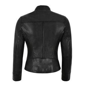 Chaqueta de Cuero de Carreras Personalizada, Negra, Entallada, de Piel de Cordero Auténtica, de Alta Calidad, Transpirable, de Manga Larga para Mujer en Nurak en 2026 - Product Image 5